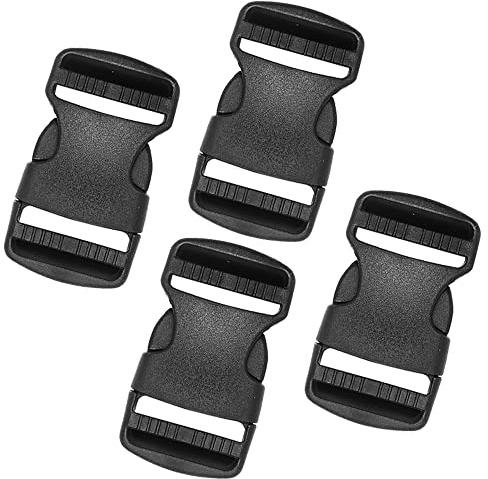 IRYNA 4 Pcs 30mm Plastic Adjustment Buckle Quick Side Release Buckle Clips for Webbing Pet Collar Rucksack, Backpack Accessories (Black)