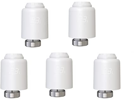 Zigbee WiFi Smart Heizkörperthermostat Elektronisch - Smart Programmierbares WLAN Erweiterbares Heizkörperthermostatventil - Thermostat heizung Digital - Kompatibel für Google-Home und AIexa, 5 Stück