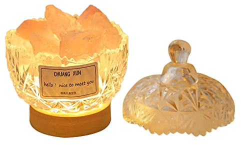ZHDOKA Essential Oil Diffusers & Crystals Stone, Himalayan Salt Lamp Crystal Night Light Salt Rock Lamp, Unique Glass Healing Stone cfor Home Decoration,Gift,Yoga,Office