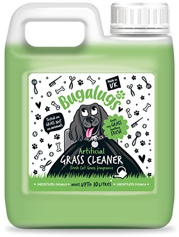BUGALUGS Artificial Grass Cleaner - Dog Safe, Pet Disinfectant & Lawn Deodoriser - Puppy Urine Cleaner & Odour Eliminator - 1L Super Concentrate - Made in UK Cruelty Free (Fresh Cut Grass 1L)