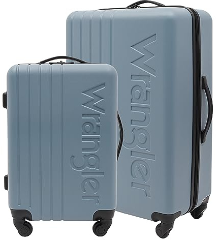 Wrangler 2/3 Pc Hardside Spinner Luggage Set, Winter Sky, 28”/20” Spinner Suitcase Set, Push-button Handle, 360° Wheels