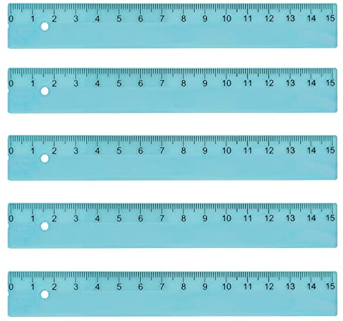 KUM AZ3032216-B - Lineal 15 cm, L1 Pop TP, 5 Stück, blau, aus robustem Kunststoff
