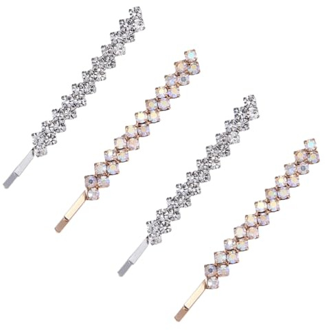 4 mollette per capelli in metallo con strass, con strass, per spose e ragazze, con strass, per capelli