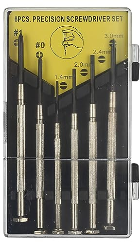 Lot de 6 Mini Tournevis, Kit de Tournevise Précision, Plat/Cruciforme set de Tournevis, Mini Mécanicien de Précision set de Tournevis pour Montres Lunettes Ordinateur Réparation