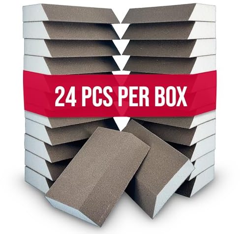 Sanding Sponge Blocks, Single Angle, 5 x 3 x 1, 80 Grit, Medium, 24 Pack