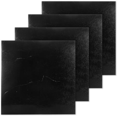 CYEER 40Pcs Vinyl Floor Tiles Self Adhesive, Peel and Stick Black Marble Effect Vinyl Floor Tiles, Waterproof Vinyl Flooring Stick On for Bathroom Kitchen Living Room, 30x 30cm