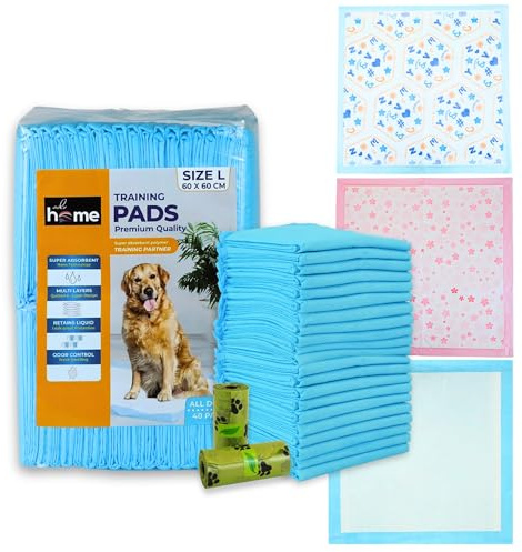 ADV HOME - Hundeunterlagen - Maximale Saugfähigkeit (5 Schichten) - Geschenk 2 Rollen Kotbeutel biologisch abbaubar - Packung mit 40 Stück - Hundeunterlagen 60 x 60 - Babyunterlagen - Bettunterlagen