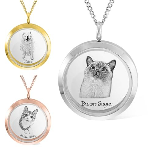 Getname Necklace Collier Médaillon En Fourrure d'Animal De Compagnie | Collier Personnalisé En Fourrure d'Animal De Compagnie | Souvenir Personnalisé En Poils De Chat | Souvenir De Poils De Chien