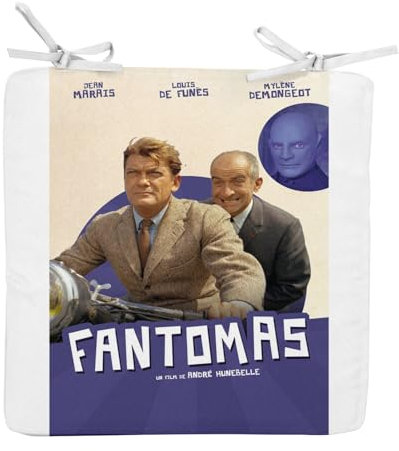 Stuhlkissen, quadratisch, altes französisches Filmposter Fantomas, Retro, Kinoposter, Vintage, 40 cm