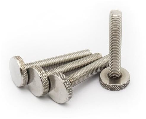 SCXCLY Juego de 10 tornillos de pulgar moleteados, M8 x 50 mm, cabeza moleteada plana, tornillos de pulgar totalmente roscados (6 tamaños), acero inoxidable 304 (plateado)