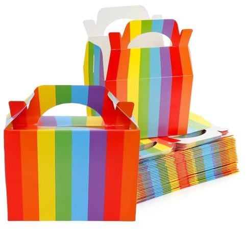 50 Pack Party Favor Treat Boxes Thickened Paper Gift Box Candy Snack Goodie Bag for Birthdays Wedding Holiday Baby Shower Graduations 15 * 9 * 9CM (Rainbow) | 15x9x9cm DIY Food Cardboard Letter Postal Candy Snack Goodie Wedding Birthday Anniversaries Goods Festival Package Gift