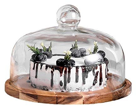 DKRAHRJJ Tortenständer, Käseplatte, Drehbares Desserttablett Aus Holz Unddeckel, Donut-Kuppel-Kuchentablett Für Restaurants/Brown/28.2 * 28.2 * 20.8Cm