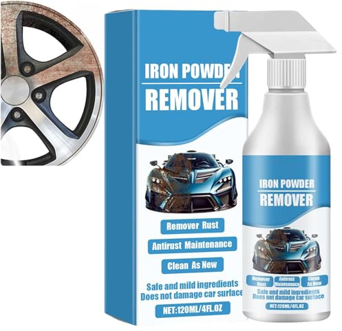 Car Rust & Iron Particle Remover Spray, Heavy Duty Rust Cleaner, Fast Acting Rust Remover Spray for Cars, Brake Dust, Wheels & Metal Tools, Chains, Stainless Steel, Multi-Surface Cleaner (1pcs)