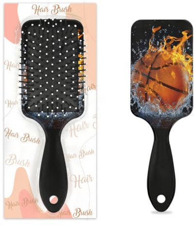 Cepillo para desenredar el pelo para mujeres y hombres, cepillo flexible de cerdas suaves (baloncesto de agua y fuego)