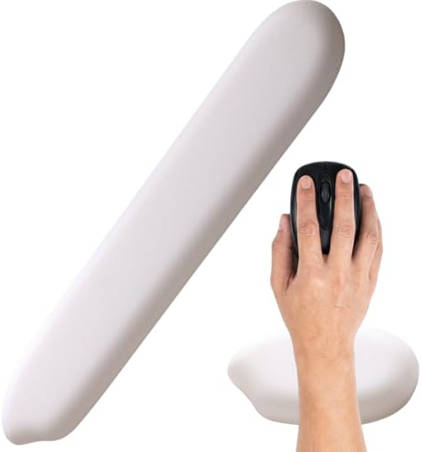 Bibykivn Handballenauflage Tastatur Ergonomisches Mauspad mit Gelkissen Memory Foam Handauflage für Büro und Gaming - Silikon Memory-Schaumstoff Linderung Von Handgelenkschmerzen (Weiß)
