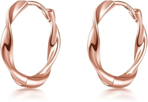Immobird Silber Creolen Damen 925 Twisted Creolen Ohrringe Einfach Klassische Kreolen Ohrringe für Damen Herren Durchmesser 16mm