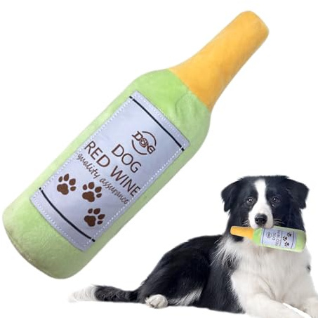 Générique Jouets à Coupin pour Chien | Jeu Interactif Forme Bouteille de Vin,Jouet Couché Squeaky pour Chien | pour Stimulation Mentale Chiot Et Activité Physique Renforcement Caisse
