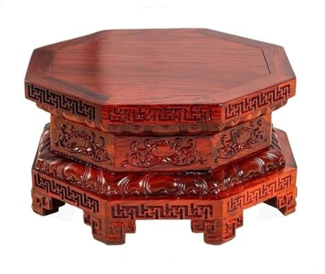 WUHGI Bonsai Stand, Octagonal Plant Stand Wooden Vase Base Redwood Flower Potted Bonsai Holder,Display Stand
