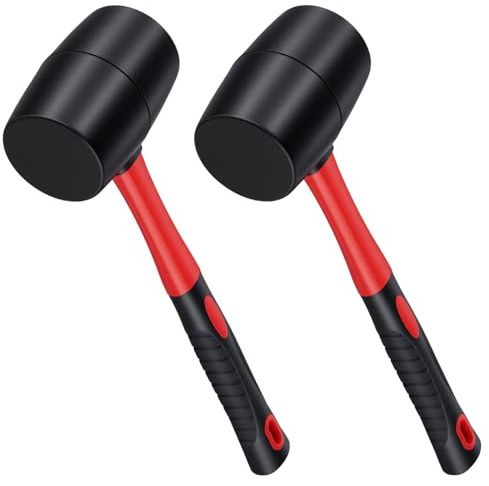 SOUJAP Rubber Mallet Set, 24 oz, Fibre Handle, Red and Black, 335 x 105 x 64 mm, 2 Pack