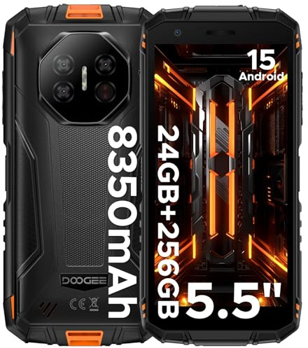 Luzglo Fire 3 Ultra Movil Irrompible Android 15, 5.5 HD+ 8350mAh Batería Móvil Rugerizado, 24GB+256GB/2TB Octa-Core T7200, 16MP+8MP, IP68/Face ID/Huella Dactilar/OTG/NFC/Dual SIM 4G Móvil Resistente