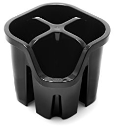 Addis 517939 Cutlery Utensil Drainer Caddy with 4 Compartments, Black, 14 x 14 x 13 cm