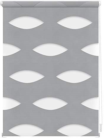 Lichtblick Doppelrollo Klemmfix ohne Bohren, Ellipse, Blickdicht, Klemmträger-Montage, Sichtschutz, Wandmongtage, Deckenmontage, für Fenster Grau,60 cm x 150 cm (B x L)