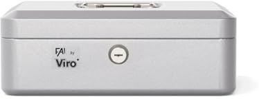 Viro |Cassetta di Sicurezza, Portavalori con Maniglia di Presa in Acciaio sul Coperchio, Argento Metallizzato, 300x240x90 mm