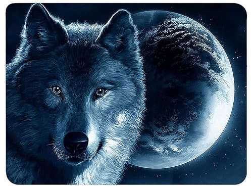 Silent Monsters Tapis de Souris S 24 x 20 cm, Petit Mouse Pad, Motif Loup, Tapis de Souris en Tissu, antidérapant, Silencieux, Le Jeu vidéo, Bureau, Home Office, Lavable, Enroulable, découpé au Laser
