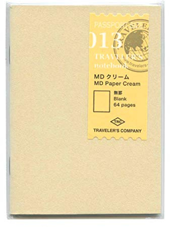 Traveler's Company MD Paper Cream Notebook, 64 Pages, Passport Size, A6, for Writing Instruments and Fountain Pens, Multicolor