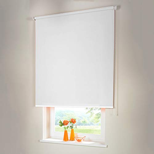 Sonnenschutz-HH® - Seitenzugrollo Verdunkelungsrollo - Außenmaß Breite 200 x 180 cm Höhe weiß - Lichtundurchlässig Blickdicht Rollo für Abdunkelung Kettenzugrollo inkl. Universalträger