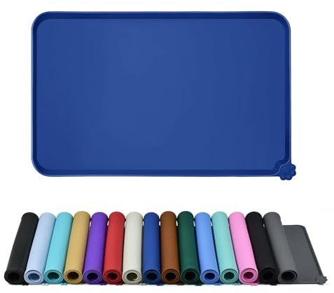 Reopet Silicone Pet Feeding Mat - Waterproof & Non-Slip Dog Cat Placemat | High Raised Edges Prevent Food & Water Spills to Protect Floors, Easy to Clean, Fit for Dog Cat Bowls