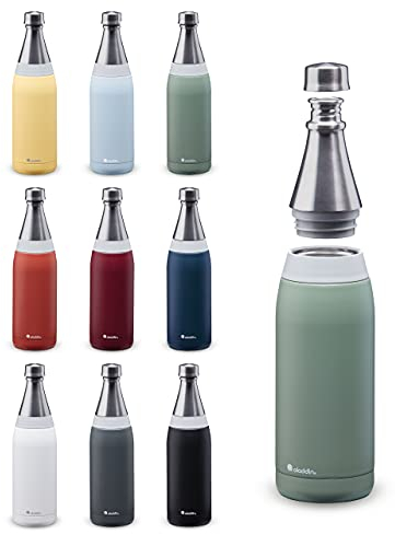 Aladdin Fresco Thermavac Trinkflasche Edelstahl 0.6L Sage Green – Thermosflasche Auslaufsicher - Hält 10+ Stunden Kalt - Wasserflasche BPA-Frei - Thermoskanne Spülmaschinenfest