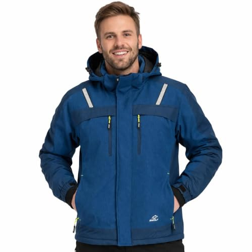 BWOLF OLYMPIA Arbeitsjacke Herren Winter Herren Winter Wasserdichte Winddichte Winterjacke Arbeitsjacke Warme (Blau, L)