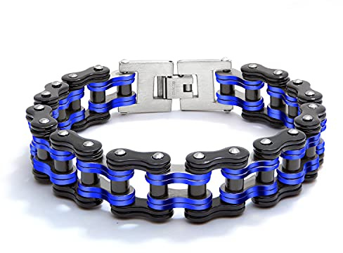 ATEIELLI Herrarmband rostfritt stål tvåfärgad cykelkedja svart armband män gåva JWB300, Rostfritt stål,