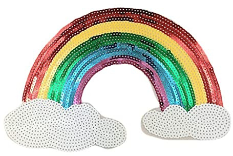 Anawakia Glitzer Regenbogen Aufnäher Aufbügler Iron on Patches Applikation Pailletten Regenbogen Sticker Bügelbilder (S 5.5 * 8.5cm)