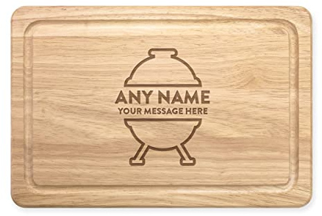 Personalised Name Any Message BBQ Grill Middle Rectangular Wooden Chopping Board Custom Grill Master King