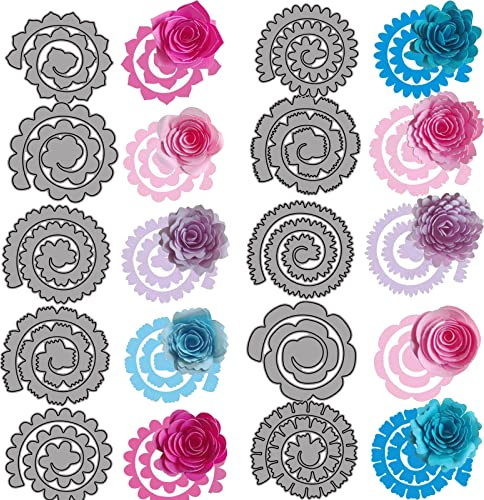 OTCRAFT 10 Stück 3D-Blumen-Spiral-Metall-Stanzformen für Kartenherstellung, DIY, Scrapbooking, Prägeschablone, Stanzschablone, Form, Kunsthandwerk, Basteln, handgefertigtes Handwerk
