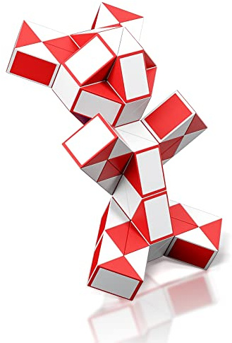 ROXENDA Magic Snake med 72 Segment, 3D Magic Snake Cube - Pusselspel IQ-leksak för Barn och Vuxna - 1 Pack (Röd)