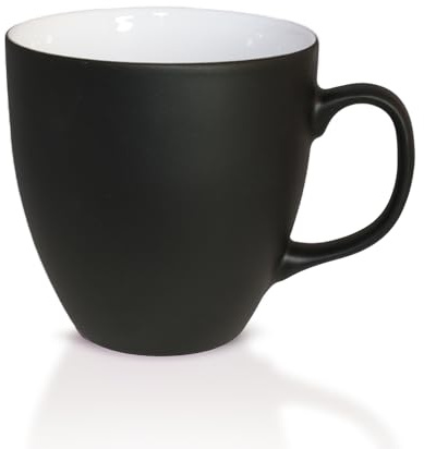 Mahlwerck Jumbotasse BIG, große hochwertige Porzellan-Kaffeetasse mit matter Oberfläche, moderner Kaffeebecher mit Henkel 600 ml, Diamond Black, schwarz
