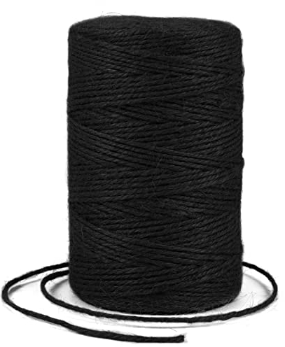 Uiopa Ficelle Jute 2mm x 200m, Ficelle Corde Jute Naturel Fil de Jardinage Corde Chanvre, Cordelette pour Jardin, Bricolage d'art Créatif, L'emballage Cadeau, Deco Noel (Noir)