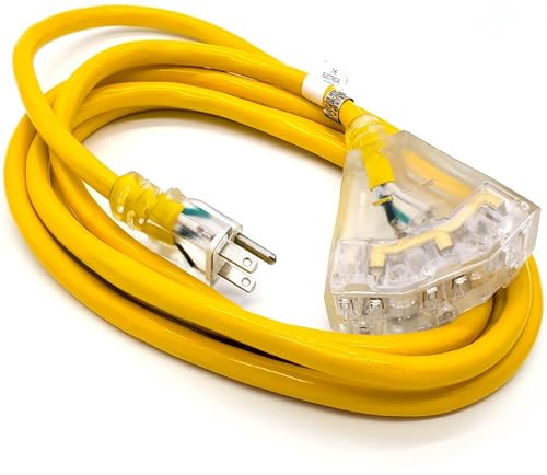 10 ft 10 Gauge Extension Cord - Outdoor Extension Cord Waterproof - Heavy Duty Outdoor Extension Cords 10 ft with Multiple Outlets - Watts Wire - 10' Grounded