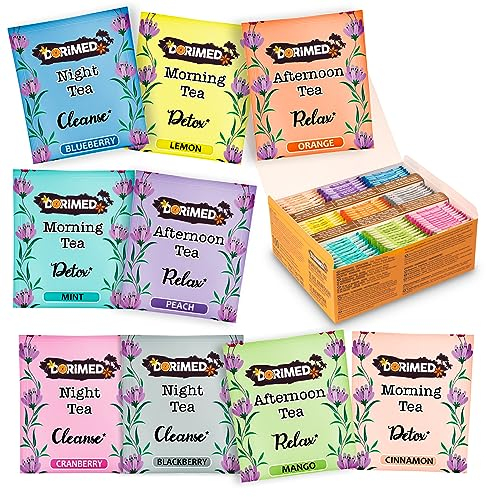 Assortiment de Thés & infusions I 100 Sachets individuels I Coffret Cadeau I Thé Bien être (100% naturel, sans sucre, sans OGM) I 9 Saveurs I Idée Cadeaux Femme et Homme I purifiants, Détox, Relaxant