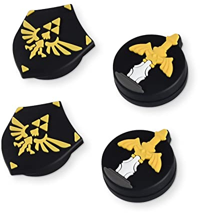 DLseego Skyward Sword Thumb Grips Caps for Switch & Switch Lite & Switch OLED Joy Con Joystick Protive Button Caps Soft Silicone Cool Analog Controller Joystick Cover 4PCS - Black