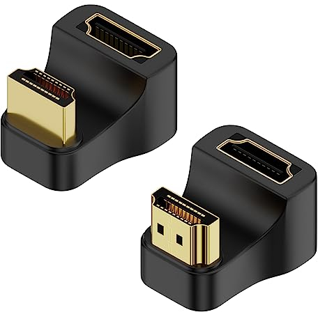QIANRENON HDMI 2.1 U Förmig Winkel Display Adapter 8K HDMI2.1 Stecker auf Buchse 180 Grad Winkel Ultra HD Anschluss 3D 8K@60Hz UHD2.1,für HDTV Laptop Monitor Projektor, 2Pcs (1 Vorwärt+1 Rückwärt)