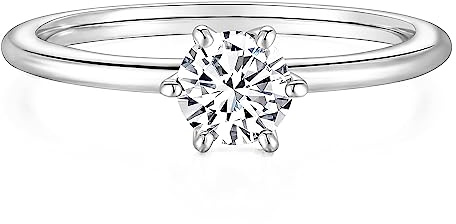 Titaniumcentral Damen Ringe Schmal Vorsteckring Gold Silver Rund Zirkonia Schlicht Zierlich Verspreche Verlobungsringe Eheringe