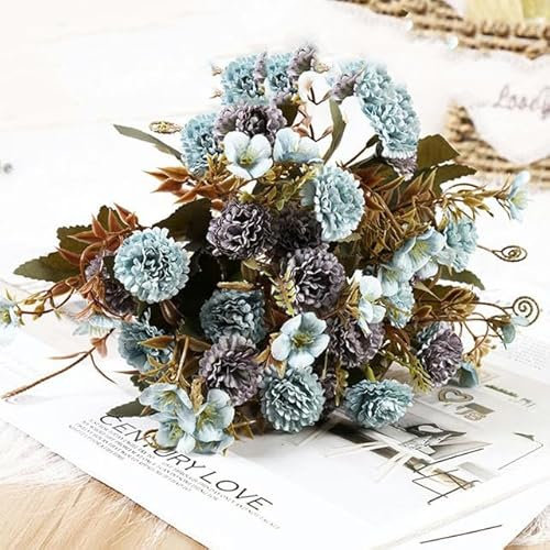ZEYRU Varietà blu peonia bouquet di fiori finti decorazione di nozze decorazione della tavola di casa fiore finto blu cielo accessori per la casa di nozze-lillà