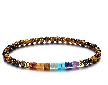 CrystalTears Tigerauge Armband Damen 4mm Beads elastischer Perlenarmband mit echte Chakra Steine Reiki Talisman spirituelle Geschenke