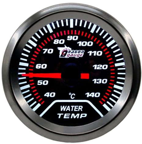 ETOPARS Universale Auto Acqua Temperatura Manometro 2 Pollici 52mm Temperatura dell'Acqua Misuratore 40-140 Celsius Acqua Puntatore Indicatore Calibro Bianco Luce Temperatura Strumenti