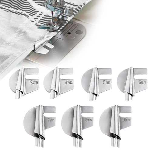 7 Stück Rollsaum Nähfuß, 3-8 mm und 10 mm 7 Stile Rollsaum Nähfuß Nähmaschinenaufsätze Breite Schmale Nahtführung für Nähmaschine