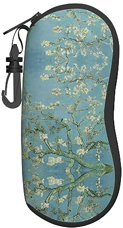 SCAUA Bienen Sonnenblumen Gänseblümchen Rose Blumen Sonnenbrille Soft Case Ultraleichtes Neopren Brillenetui mit Karabiner Tragbares Brillenetui, Kirschblüten, One size